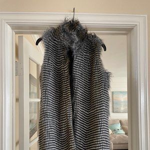 Faux Fur Vest  Gray/Blk/Tan  Size Small  by Charlotte Russe